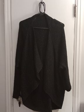 Promod Black Open-Front Draped Cardigan